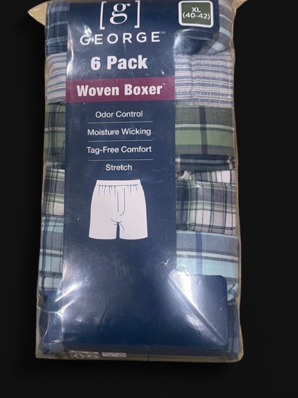 George Plaid Woven Boxer 6-Pack in Blue, Green & Cream